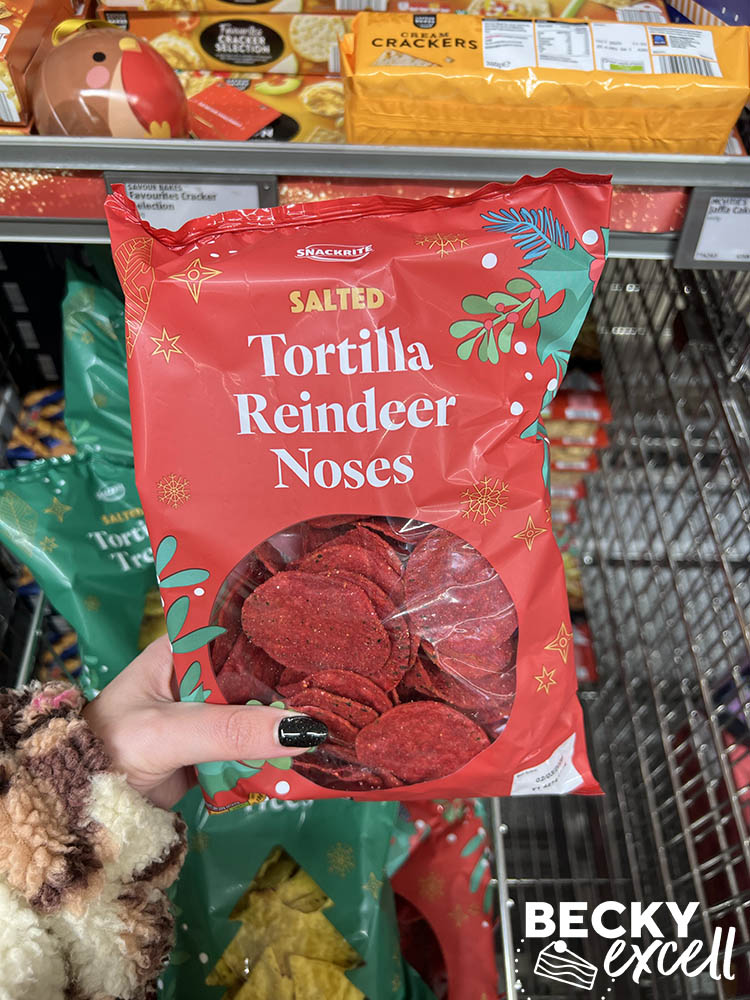 Aldi Snackrite salted tortilla reindeer noses Aldi's gluten-free Christmas products 2024