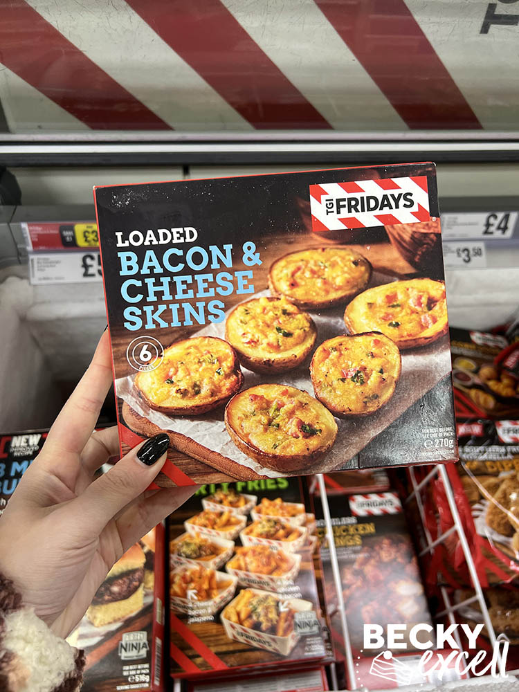 TFI Fridays loaded bacon and cheese skins Iceland's gluten-free Christmas products 2024