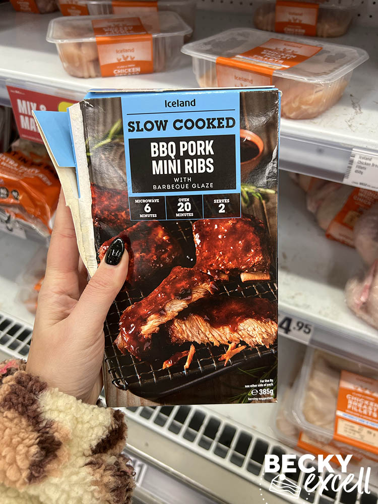 Iceland slow cooked bbq pork mini ribs with bbq glaze Iceland's gluten-free Christmas products 2024