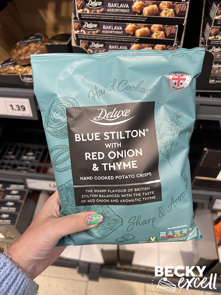 Deluxe blue stilton with red onion and thyme crisp Lidl's Gluten-free Christmas Products 2024