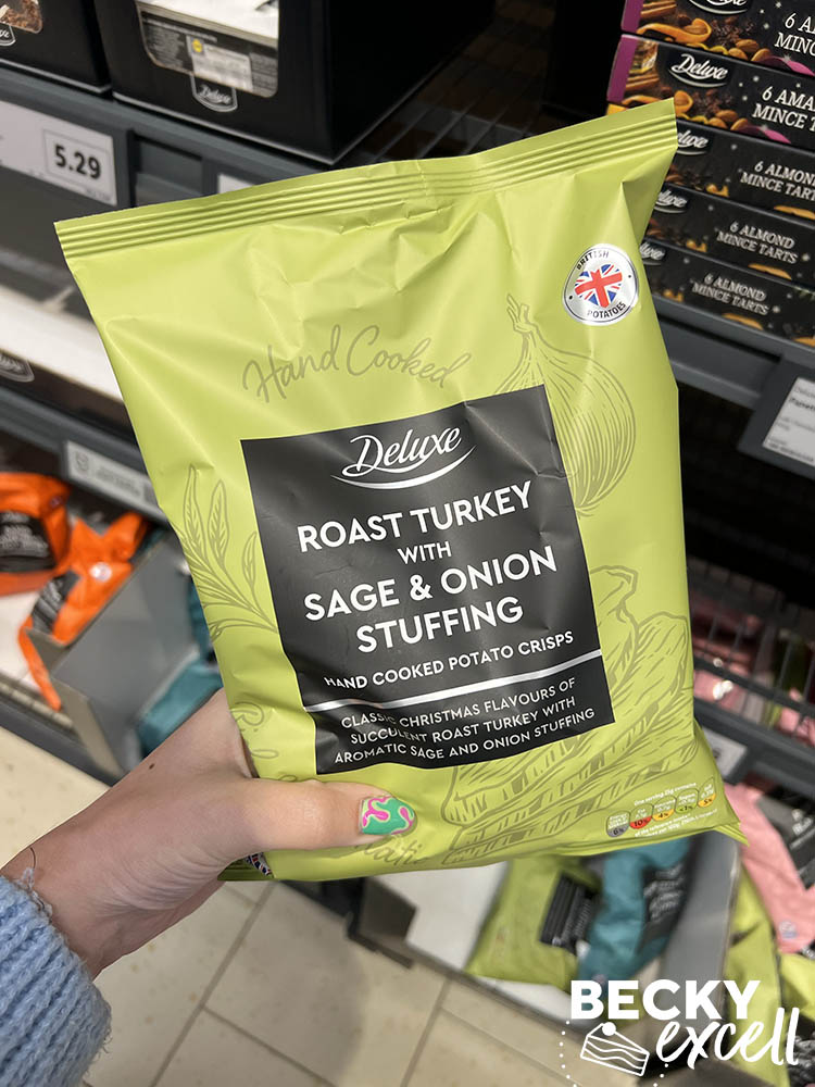 deluxe roast turkey with sage and onion stuffing crisps Lidl's Gluten-free Christmas Products 2024