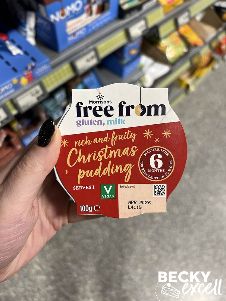 morrisons free from gluten, milk richy and fruity christmas pudding