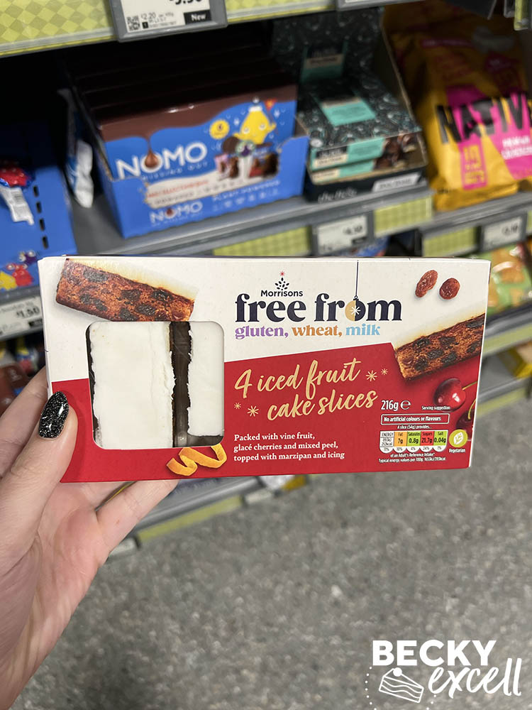 morrisons free from gluten, wheat, milk 4 iced fruit cake slices