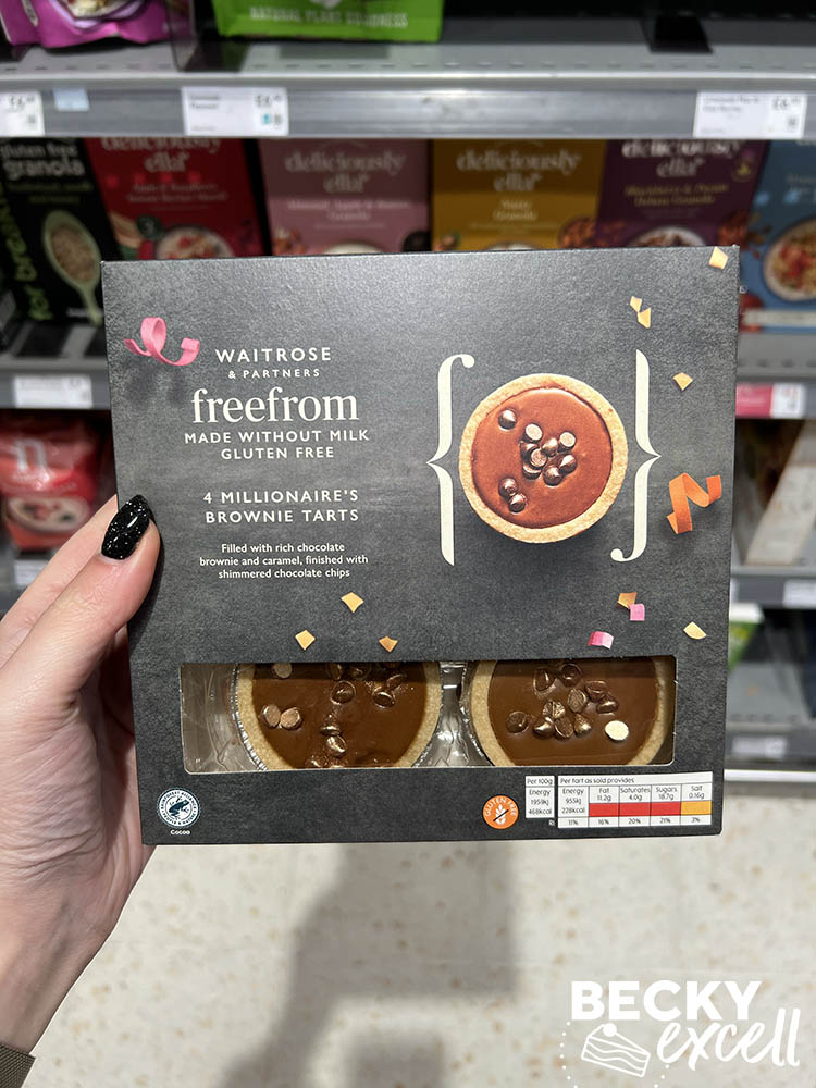 Waitrose and partners freefrom made without milk gluten-free 4 millionaire's brownie tarts