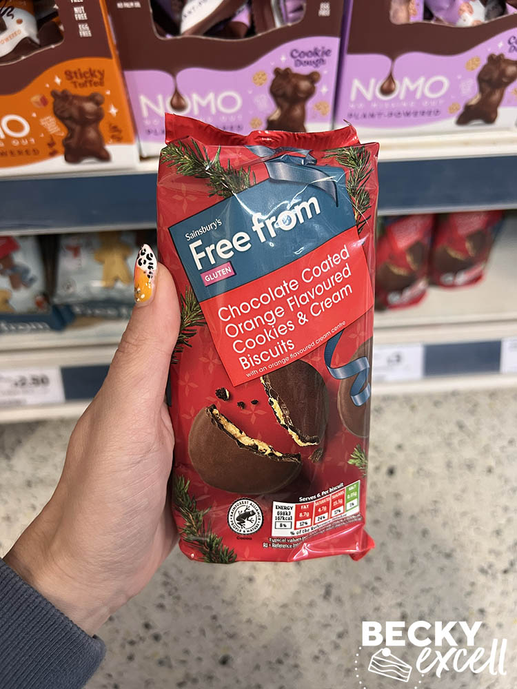 Sainsbury’s Free From Gluten Chocolate Coated Orange Flavoured Cookies & Cream Biscuits