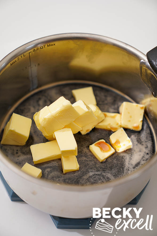 Melt together the butter and stout