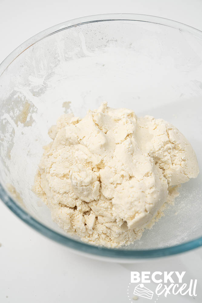 The 2-ingredient gluten-free dough before being brought together with hands