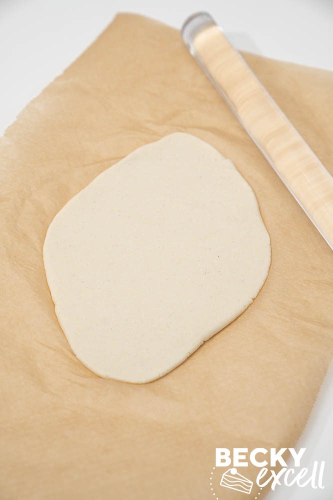 The rolled out dough, ready for the hot pan