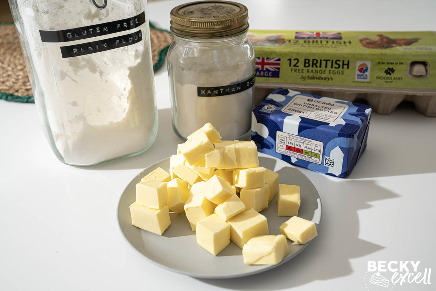 Ingredients you'll need for my gluten-free shortcrust pastry