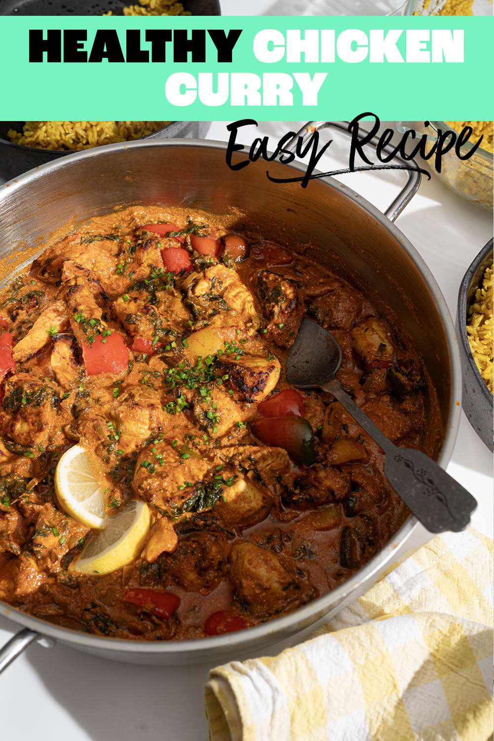 Healthy chicken curry recipe Pinterest pin