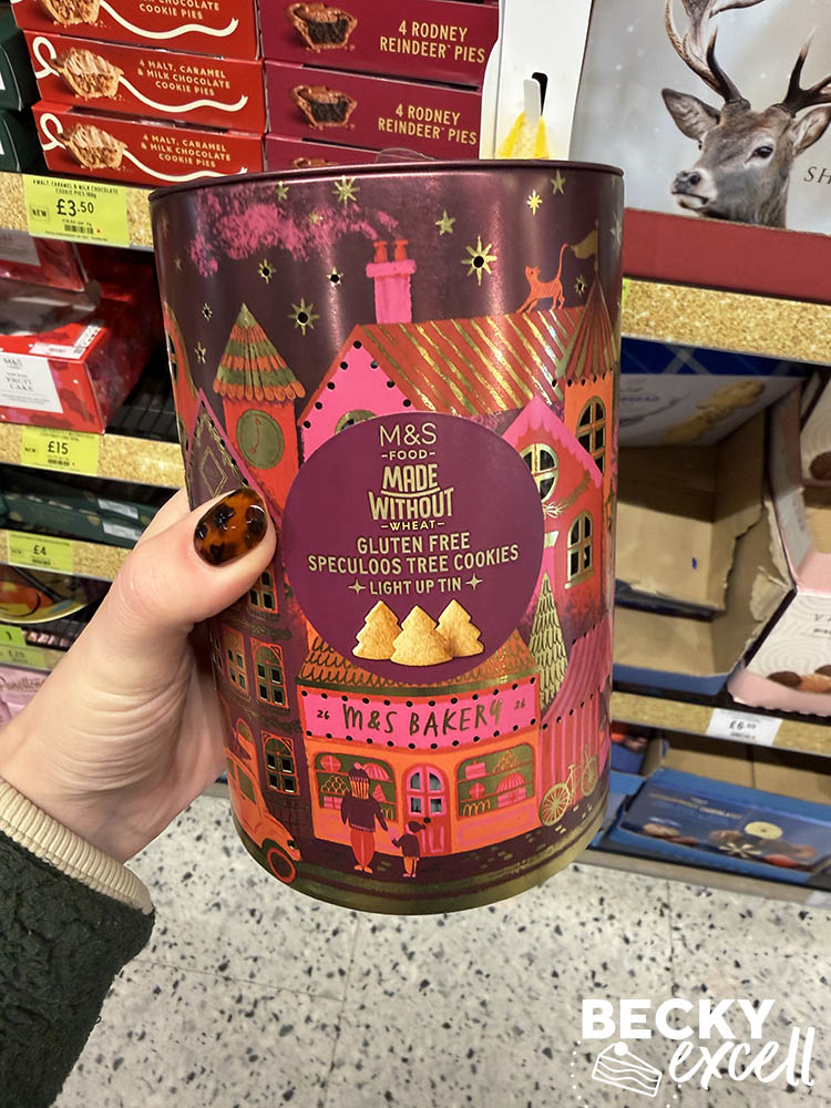 M&S Made Without Wheat Speculoos Tree Cookies Light Up Tin
