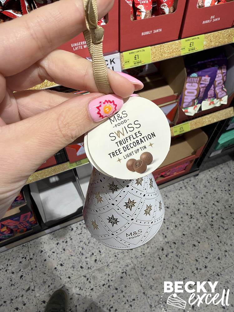 M&S Swiss Truffles Tree Decoration Light Up Tin