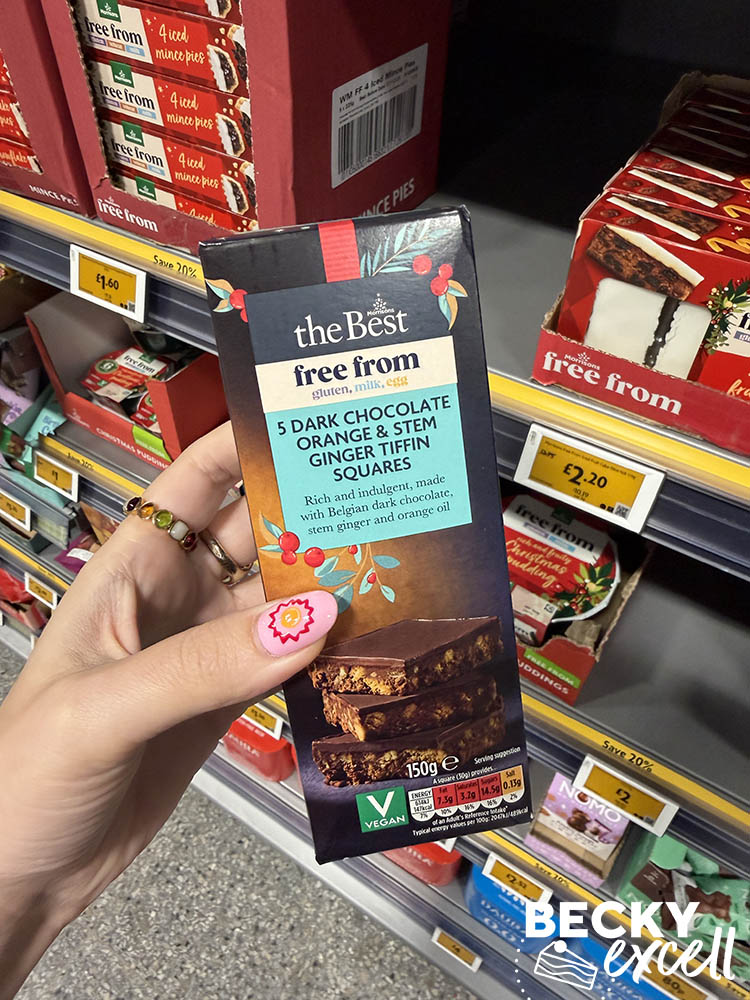 Morrisons The Best Free From 5 Dark Chocolate Orange & Stem Ginger Tiffin Squares