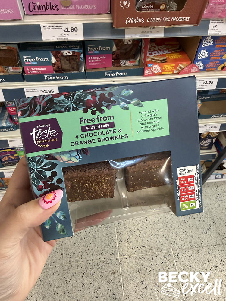 Sainsbury’s Taste the Difference Free From 4 Chocolate & Orange Brownies