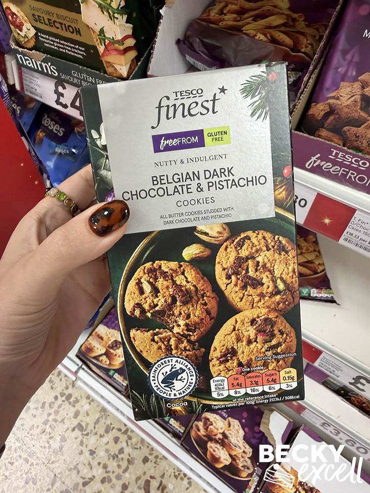 Tesco Finest Free From Belgian Dark Chocolate & Pistachio Cookies