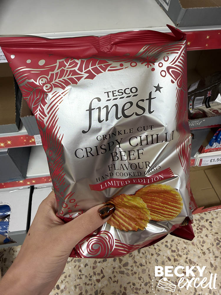 Tesco Finest Crinkle Cut Crispy Chilli Beef Flavour Hand Cooked Crisps